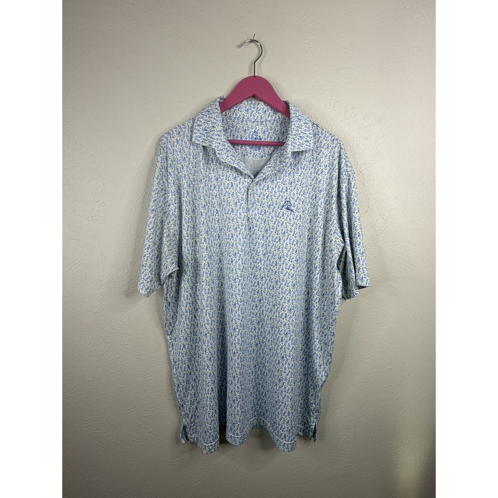 Rhoback Mens Golf Polo Shirt Size XL Texas Bluebonnets Performance Short Sleeve